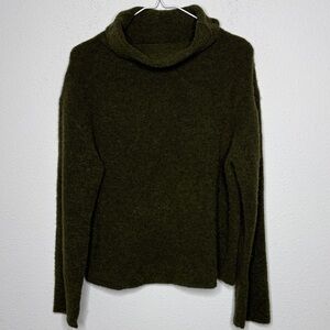 Eileen Fisher wool/alpaca/nylon/spandex green turtleneck sweater Petite Medium